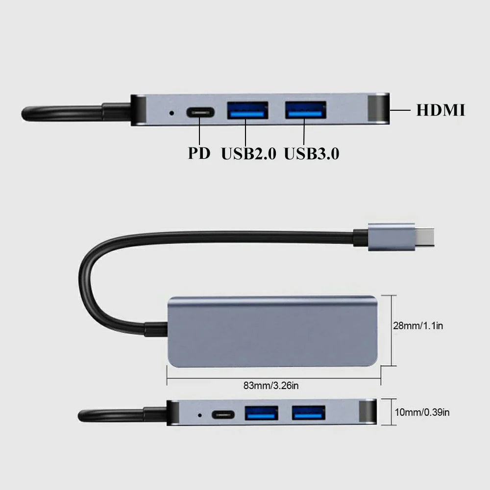 KEBIDUMEI 5 in 1 USB C Docking Station Type-C To HDMI-Compatibility HUB Multi port Splitter PD Charging USB Adapter For Laptop
