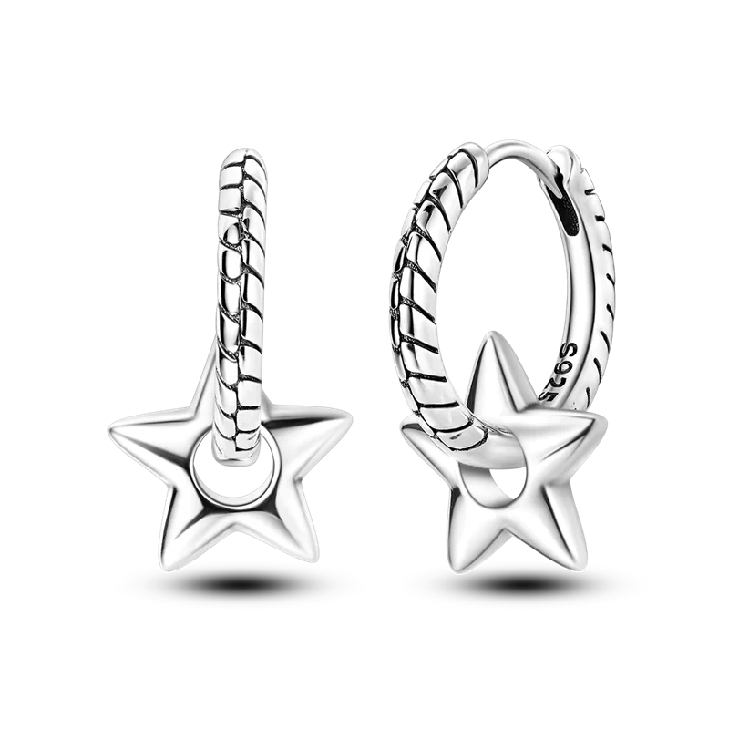 Genuine 925 Sterling Silver Love Feather Earrings Fit Original Charms Hoop For Women Girls Stud Earring Fine Jewelry Gifts