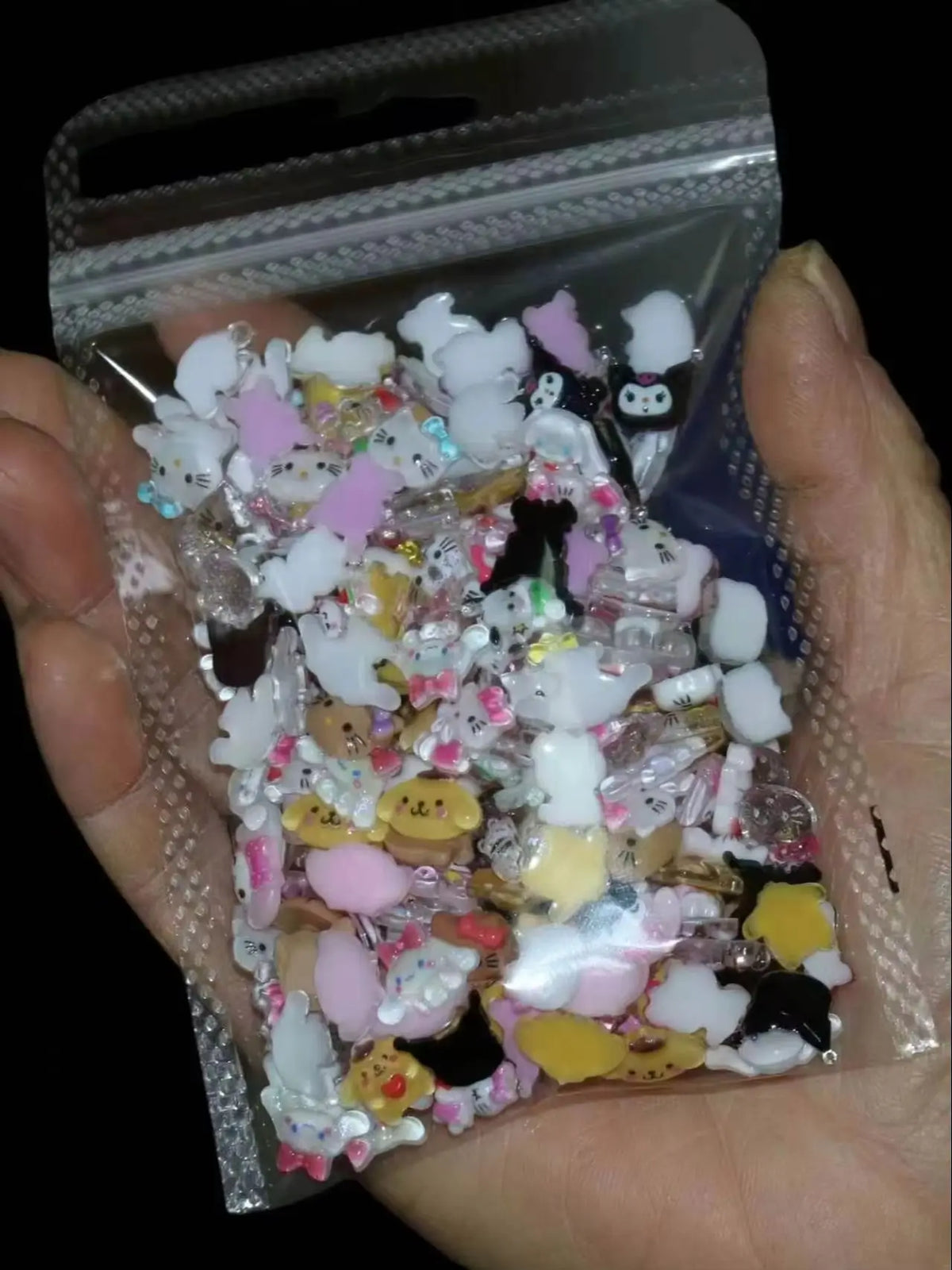 50Pcs Leopard Sanrio 3D Resin Nail Charms Mixed Kuromi My Melody Kitty Nail Parts DIY Manicure Decor Accessories
