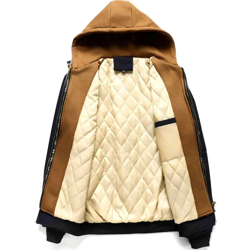 Autumn Winter Men's Warm Windbreaker Jacket Outdoor Man Thick Windbreaker Hiking Hooded Coats Men Thermal Sports Zipper Parkas J