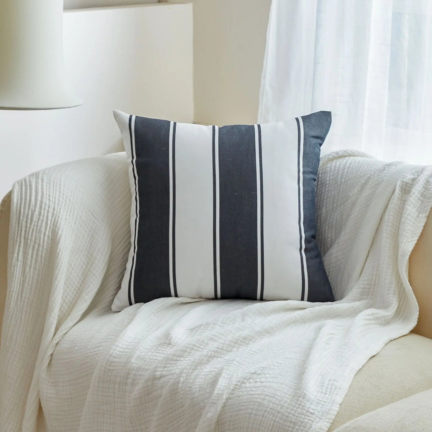 Classical Striped Cushion Cover 45x45cm Hawthorn Red Ivory Recycle Polyester Fabric Pillow Cover Indoor Outdoor Home Decoration