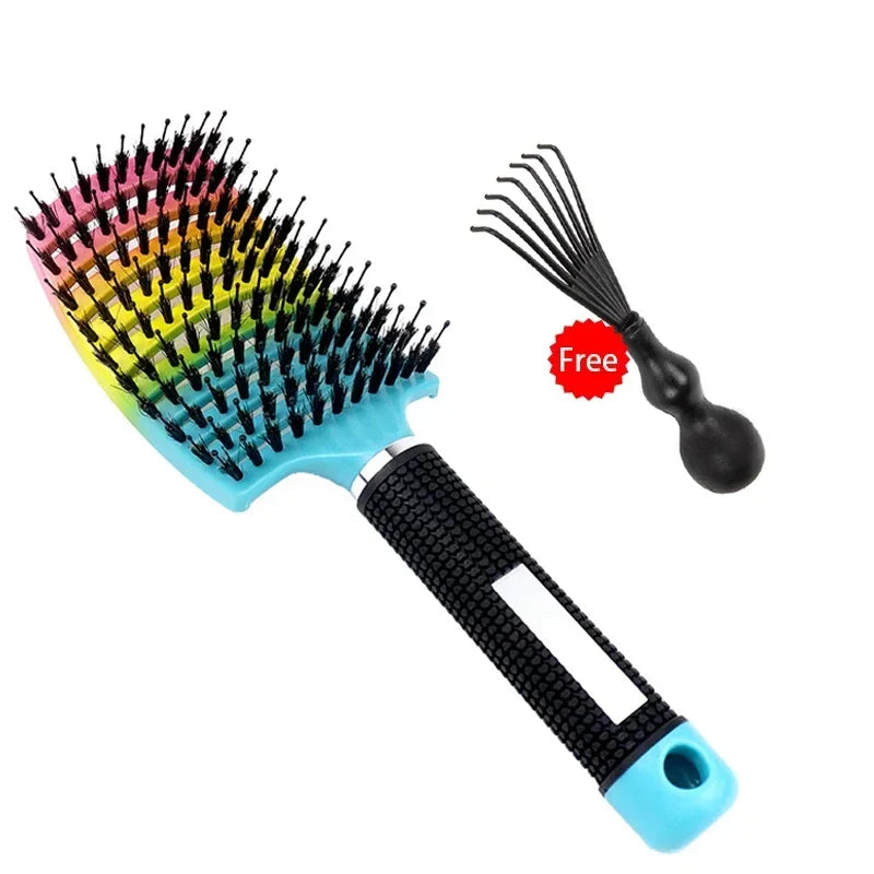 Hair Brush Exfoliating Hair Brush Bristle Women's Wet Curly Hair Comb Salon Hair Styling Tool，Special for Real Hair Wigs