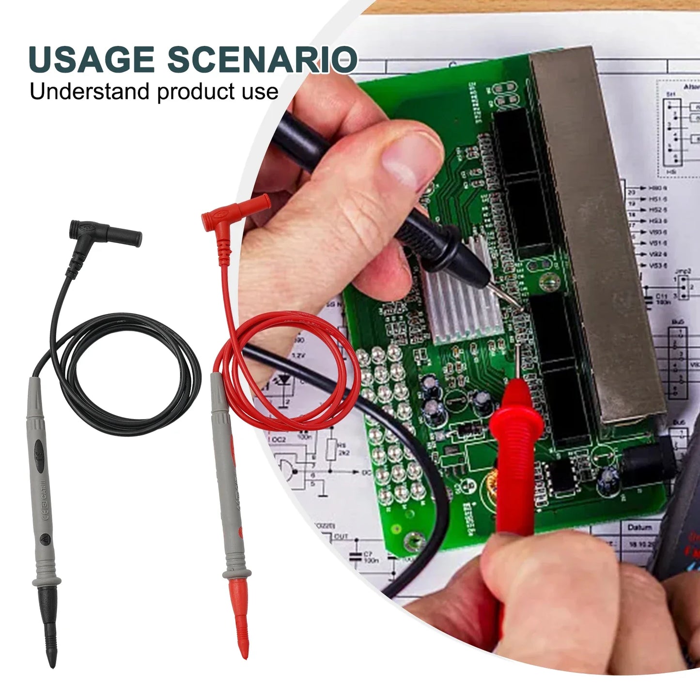 20A 1000V Multimeter Test Heads Needle Pin Digital Multi Meter Head Wire Pen Cable Kit Multimeter Voltmeter PVC Tester Kit