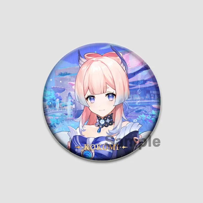 Genshin Impact Game Brooches 58mm Round Button Pins for Backpack Jackets Jewelry Cartoon Cosplay Badge Hutao Zhongli Xiao Badges