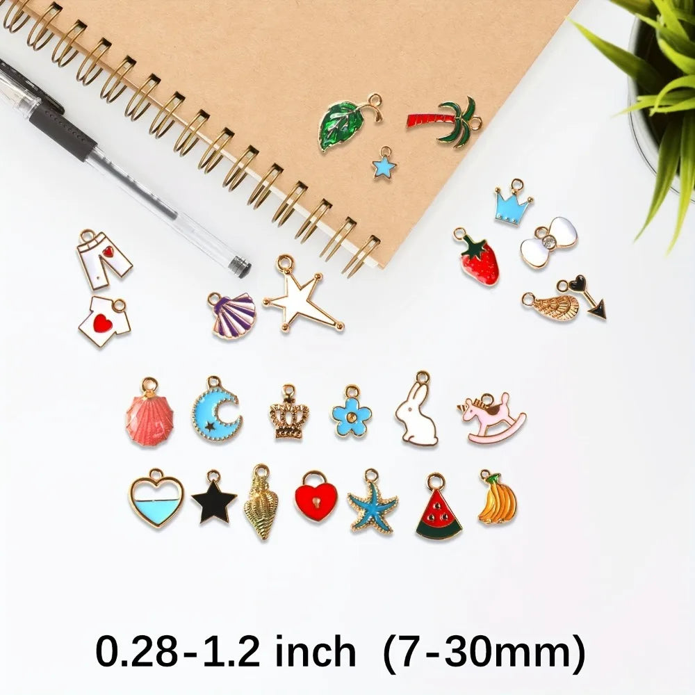 20/30/50/100pcs Mixed Style Gold-Plated Pendants, Drip Oil Alloy Pendants, Jewelry Accessories, Used for DIY Jewelry Making