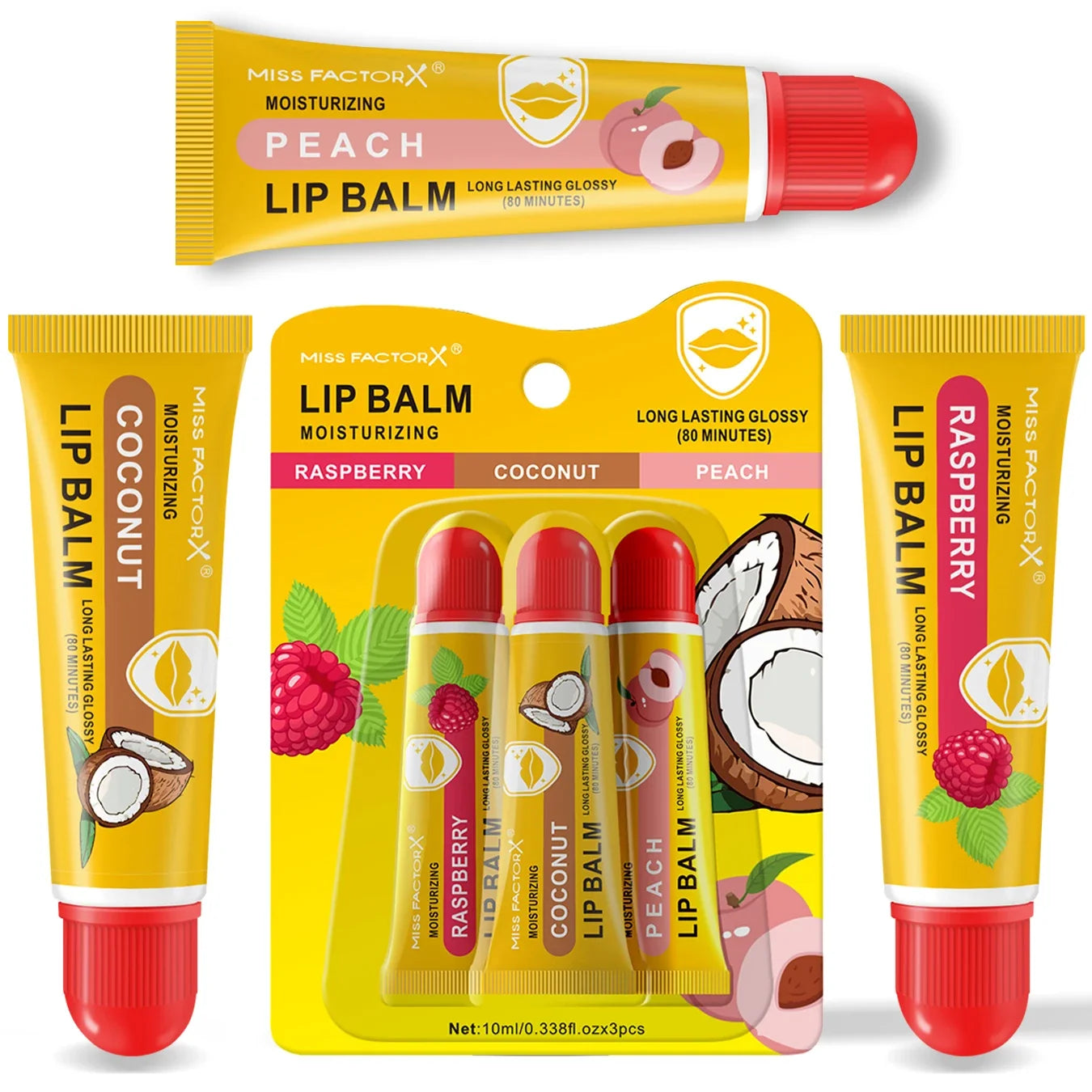 3-Piece Cardboard Lipstick Set -10ml * 3PCS Portable Belt Deep Moisturizing and Gloss Autumn and Winter Care Lipstick