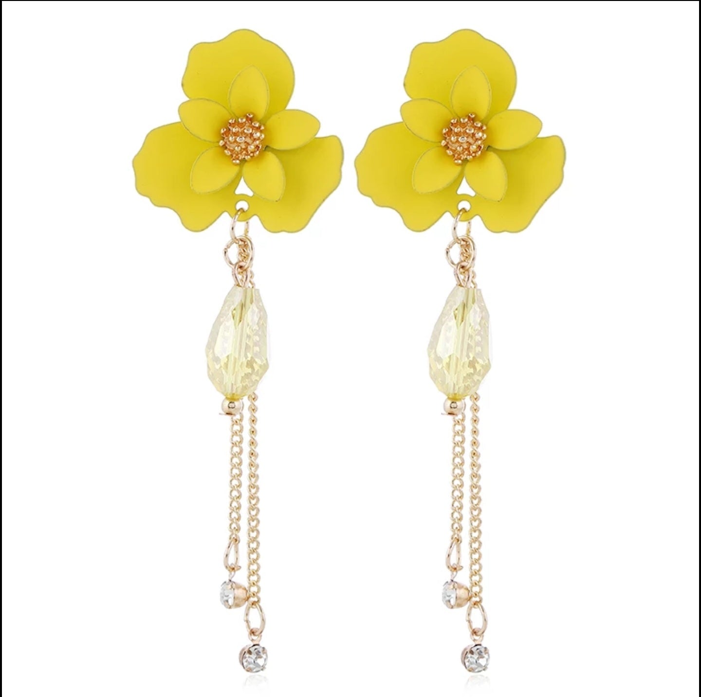 Flower Shaped Strip Drop Earrings