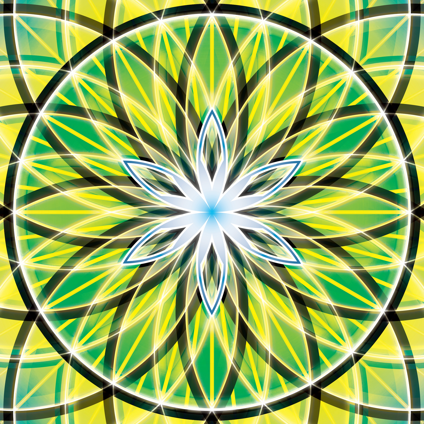 Golden Green Orb – Sacred Geometry - Wood Framed Mandala - Wall Tapestry - Home Decor - Perfect Gift
