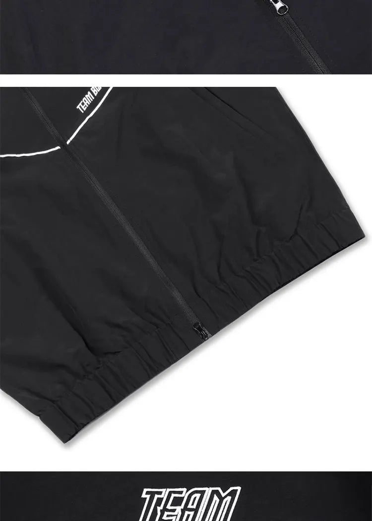 Jinx Team Black Jacket Unisex Windbreaker Sports Coat Men Women Loose Track Activewear Long Sleeve Top Embroidery Y2k Outerwears