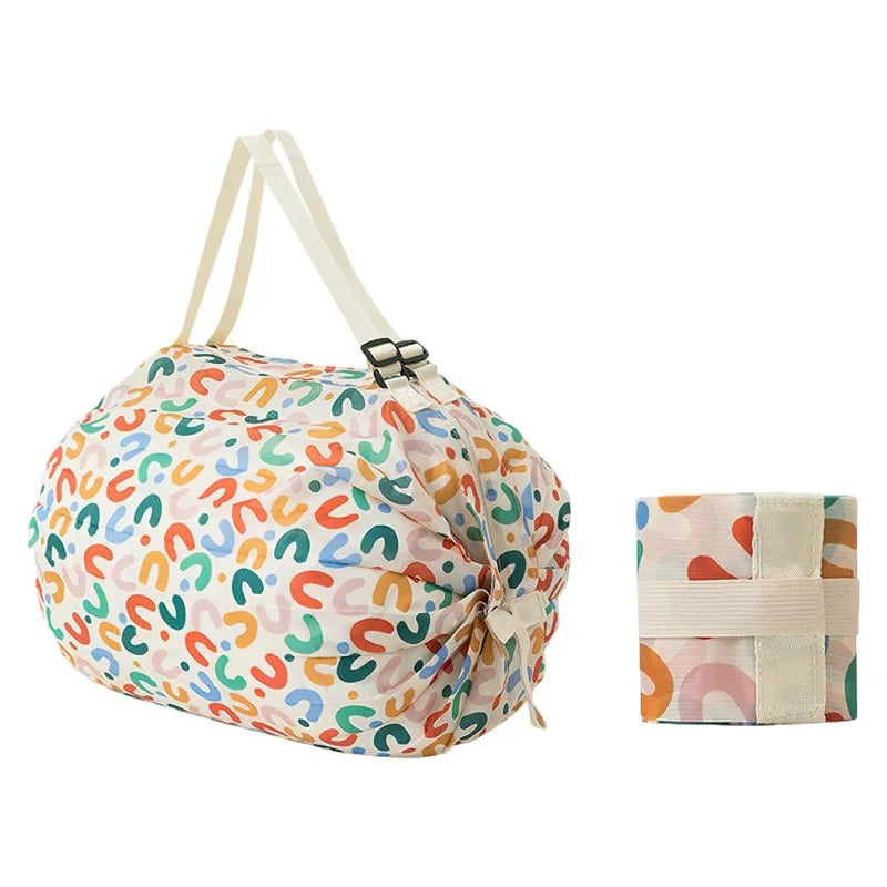 Large Foldable Shopping Bag Reusable Eco Bag Grocery Package Beach Toy Storage Bags Shoulder Cat Lemon Printing Pouch Tote Pouch