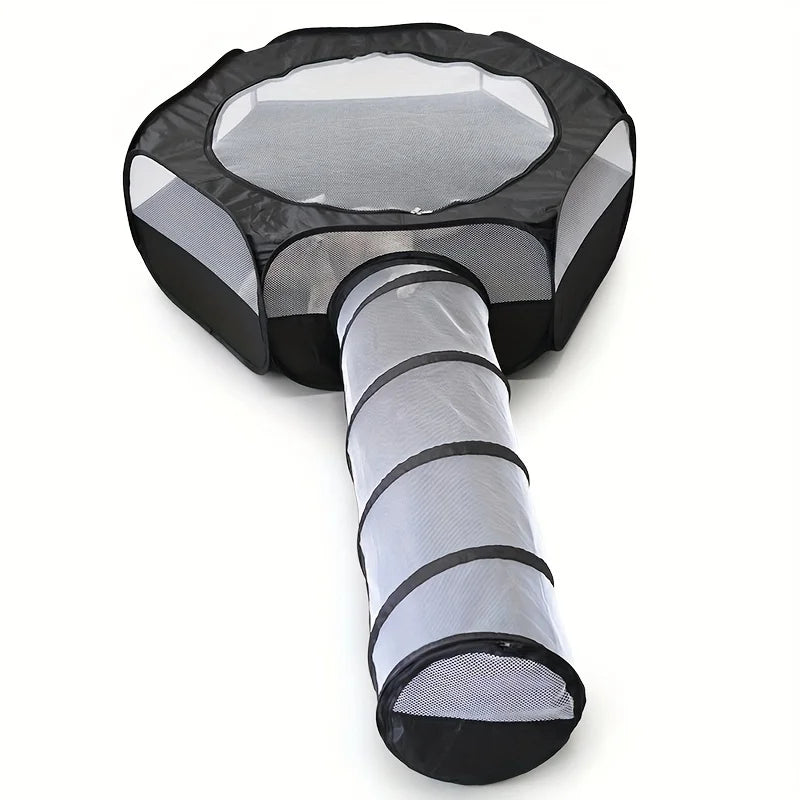 2-Piece Cat Tunnel & Play Mat Set - Foldable, Interactive Pet Toy ForCats And Dogs - Durable Polyester