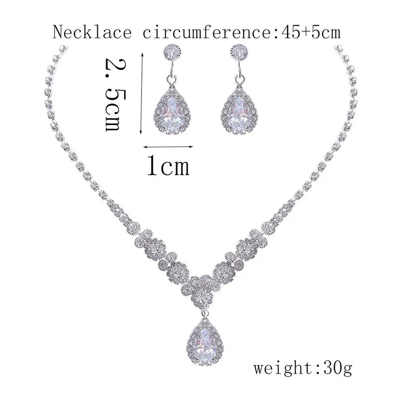 Women's Necklace Earrings Set Zircon Dangle Earrings Set Exquisite Wedding Party Jewelry Set for Anniversary Mother's Day Gift