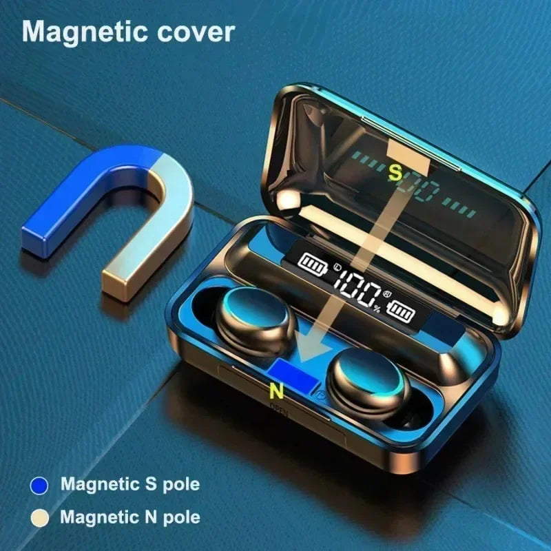TWS Bluetooth Headphones 9D Stereo High Bass Sport Earphones Handfree Touch Control Tws Wireless Earbuds Waterproof Headset