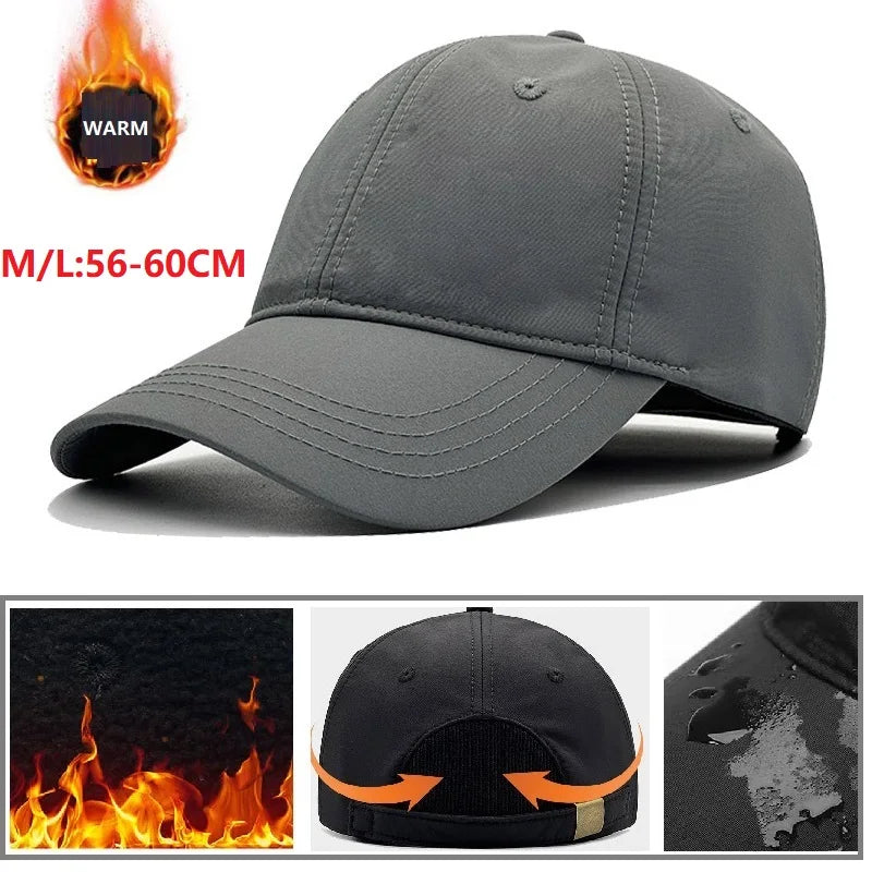 Waterproof Windproof Winter Warm Knit Beanie Fishing Hat Cap, Slouchy Soft Black Headwear Great for Winter Ski Walking Running