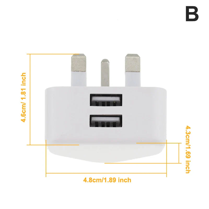 Latest 5V/2.1A Dual USB Port Fast Charger Universal UK Mains 3 Pin Plug Wall Charger Adapter USB Charging For Phone Tablet