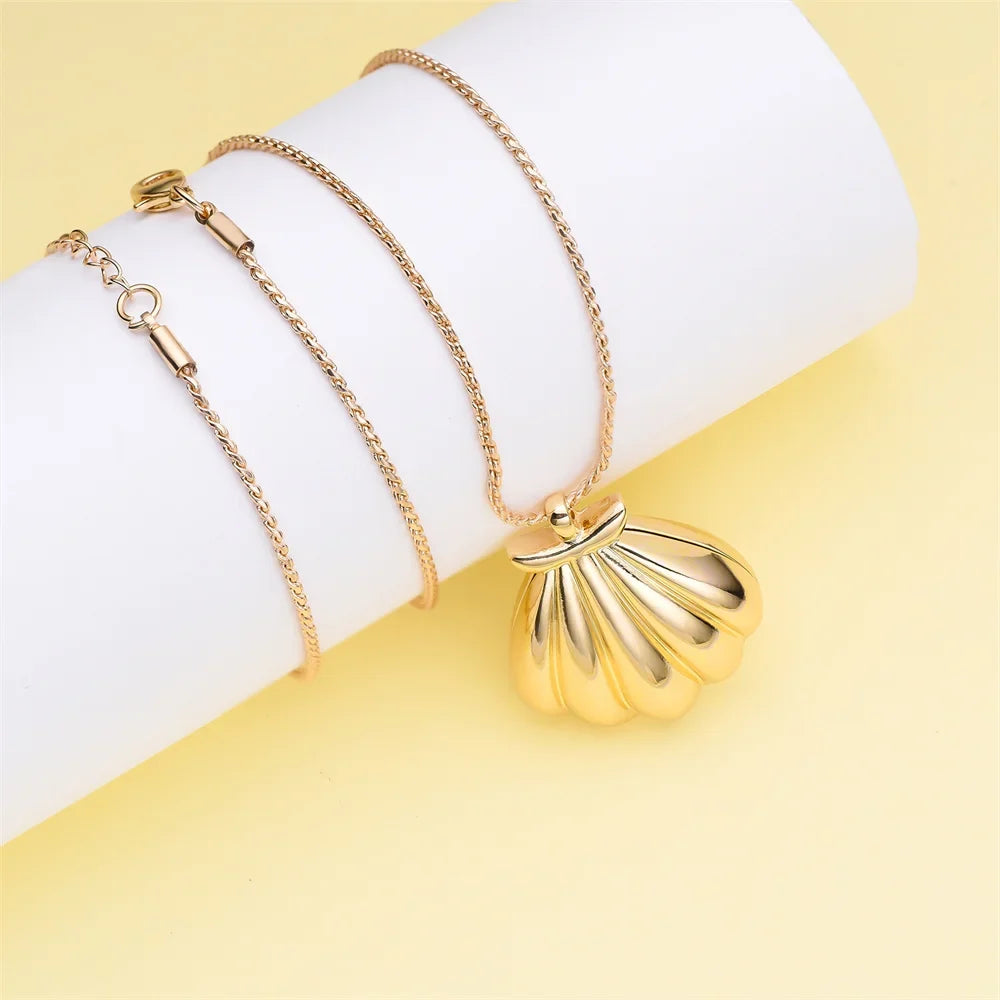 Fashion Melody Mermaid Shell Pendant Design New Luxurious Exquisite Romantic Necklace Jewelry for Wife Daughter Dream Gift