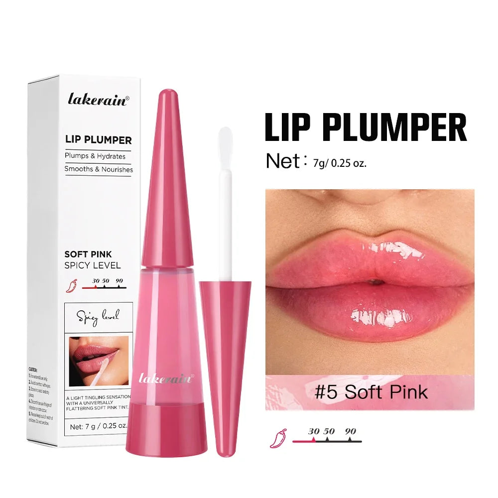 Lakerain Instant Lip Plumper Gloss Oil Lip Long-Lasting Moisturizer Volume Boosting Lip Oil Volumizing & Hydrating Non-Dry Plump