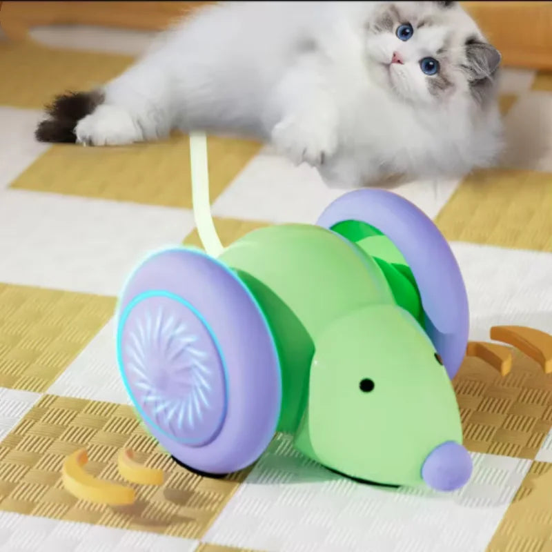 Interactive Cat Toy Electric Mouse Car Automatic Teaser Kitten Pet Toys Rechargeable Intelligent Obstacle Avoidance Cat Car Toy