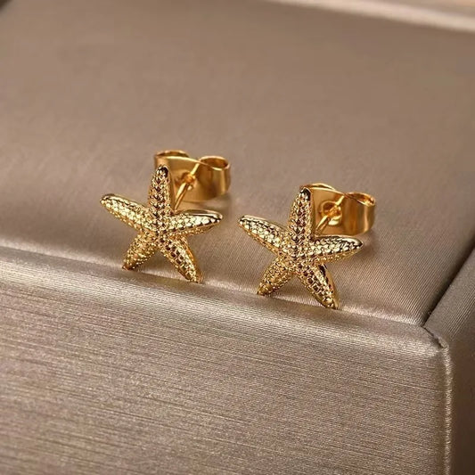 Vintage Star Shaped Earrings, Simple Star Shell Earrings, Ocean Party Jewelry Gift, New 2024 Collection