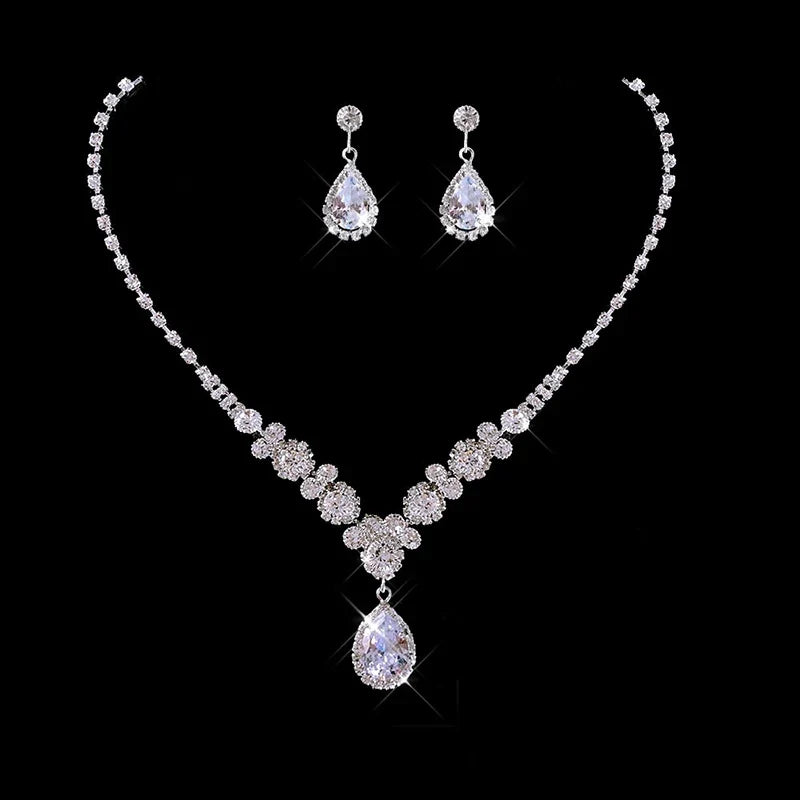 Women's Necklace Earrings Set Zircon Dangle Earrings Set Exquisite Wedding Party Jewelry Set for Anniversary Mother's Day Gift