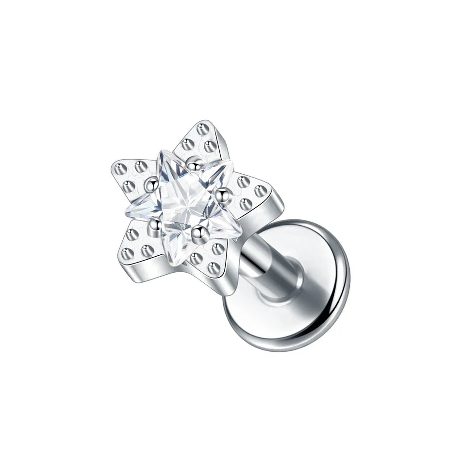 1Pc G23 Titanium Cartilage Stud Earrings for Women Lip Stud Labret Piercing Helix Daith Piercing Body Jewelry