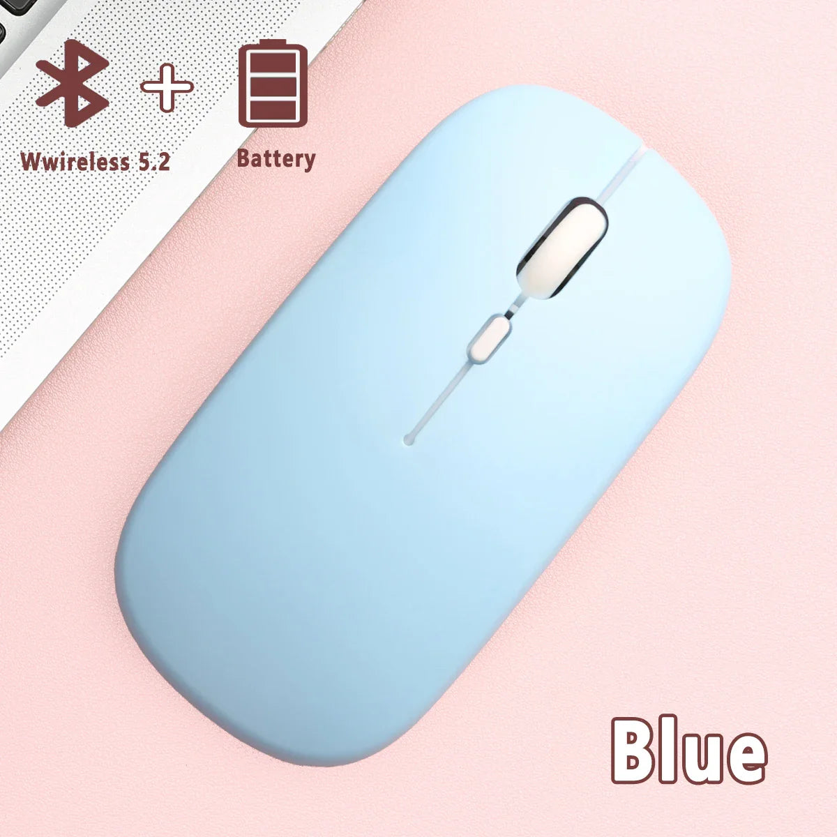 Bluetooth 5.0 Wireless Mouse Ultra Slim Portable Silent Ergonomic for Laptop Tablet PC MacBook Phone Adjustable DPI Ergonomic