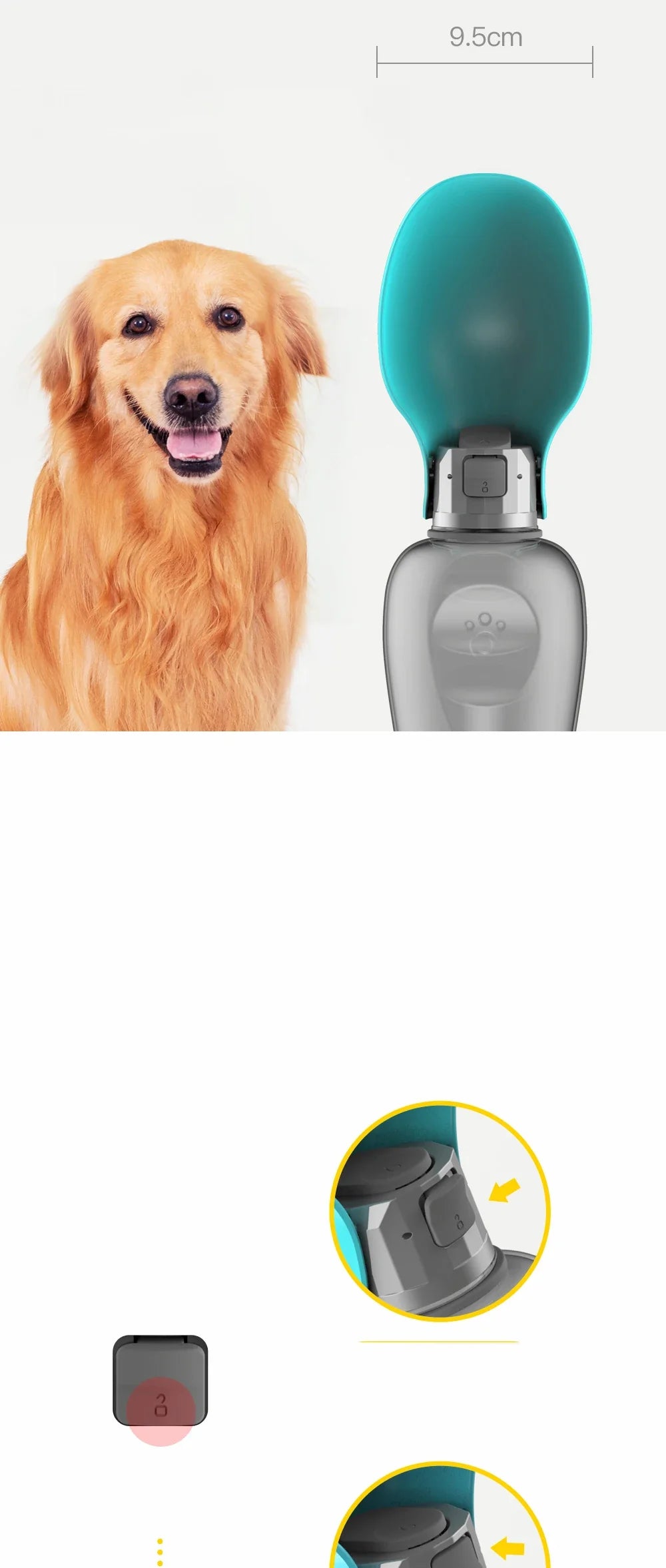 800ML Large Dog Water Bottle Dispenser For Small Big Dogs Portable Travel Pet Drinking Bowls Bulldog Labrador Feeder Supplies