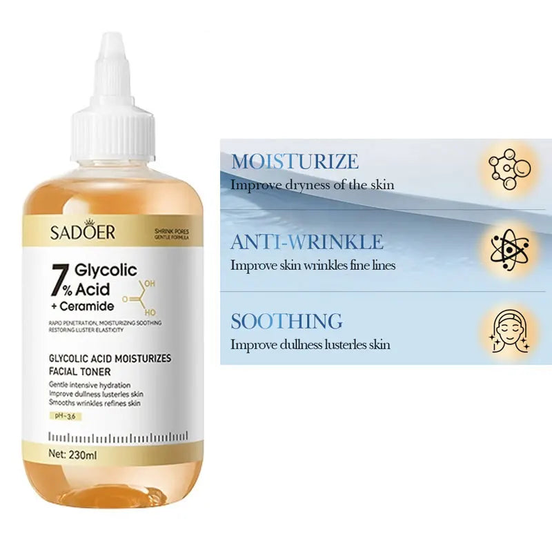 Toner SADOER Glycolic Acid Soothing Moisturizing Serum Improves Dirty and Dry Skin Fine Lines