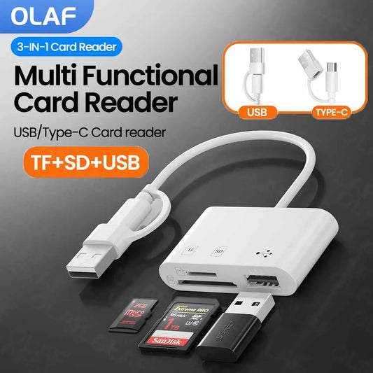 3 in 1 USB Type C Card Reader Adapter 2 in 1 USB C To SD TF Memory Card Reader For iPhone 1615 Laptop PC OTG Converter Connector