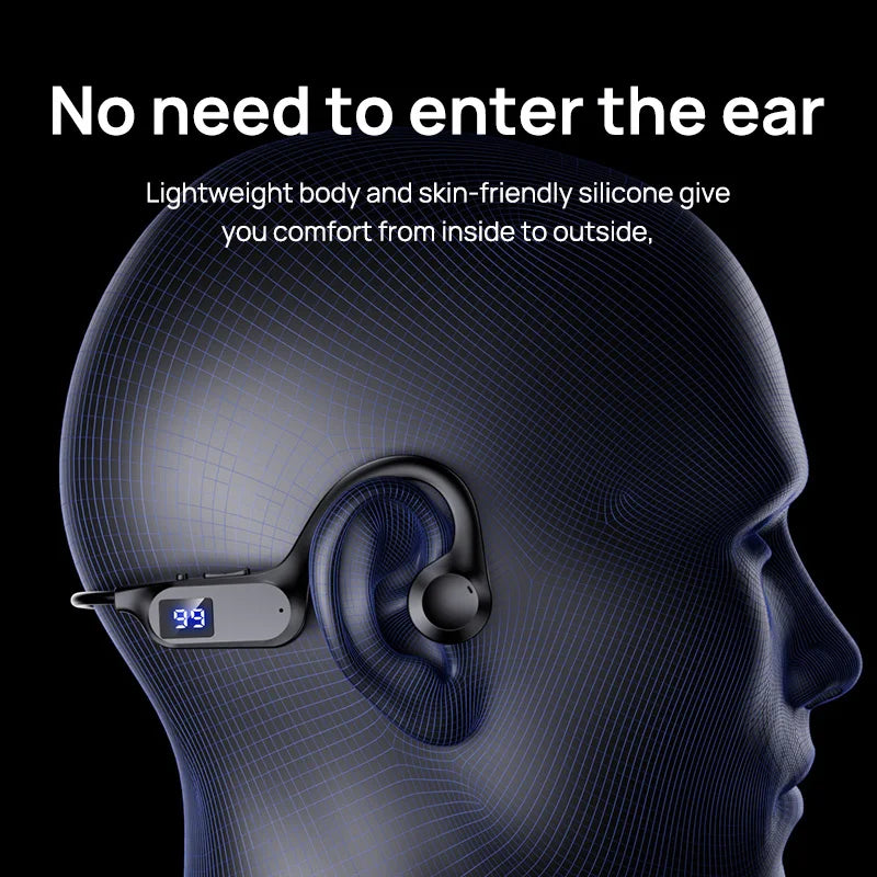 X7 Wireless Sports Earhook-Style Non-In-Ear Air Conductive Bluetooth Headset with Memory Card Insertion and LED Battery Display