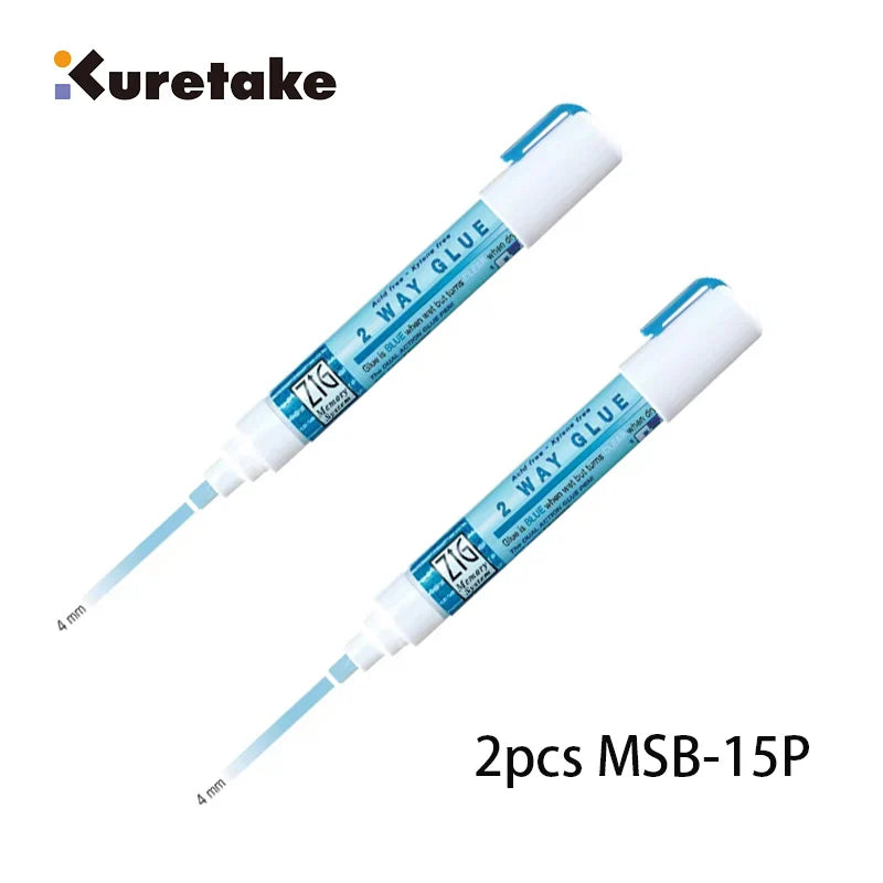 Japan Kuretake Zig 2 Way Glue Pen(1mm/2mm/4mm/15mm) , Adhesive for Professional,Artists, Crafting, Scrapbooking, Gift Card
