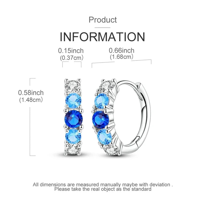 925 Sterling Silver Hoop Earring For Woman Night Sky Blue Purple Gemstone Original Earrings Fashion Jewelry Gift