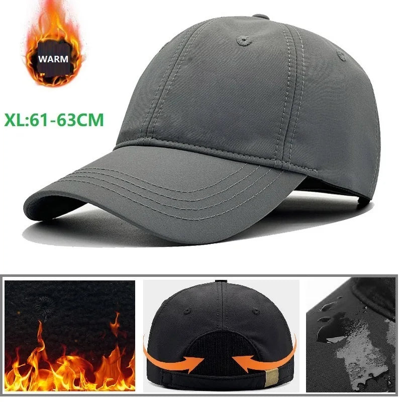 Waterproof Windproof Winter Warm Knit Beanie Fishing Hat Cap, Slouchy Soft Black Headwear Great for Winter Ski Walking Running