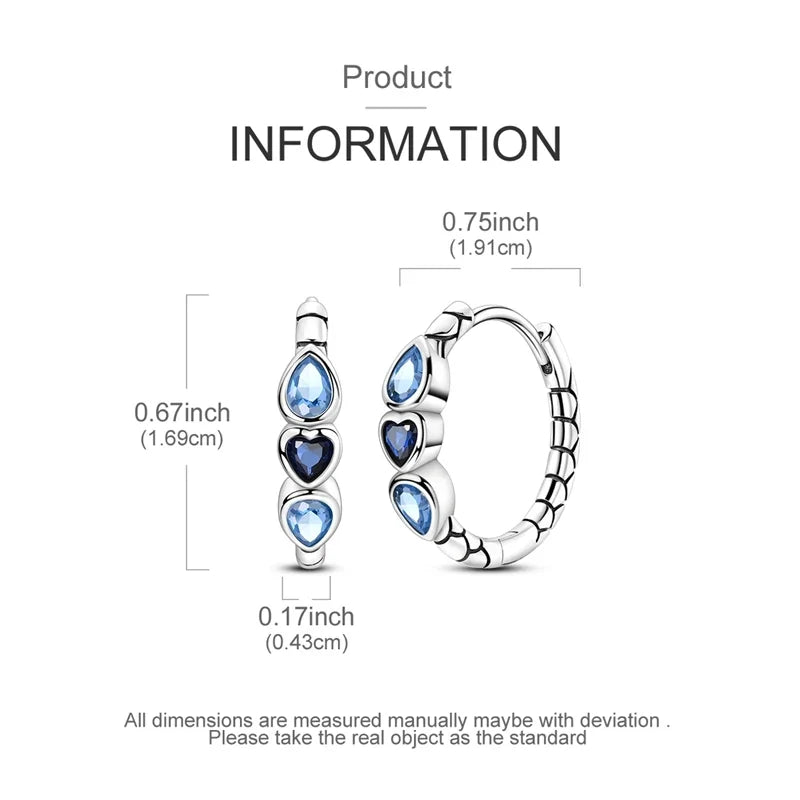 925 Sterling Silver Hoop Earring For Woman Night Sky Blue Purple Gemstone Original Earrings Fashion Jewelry Gift