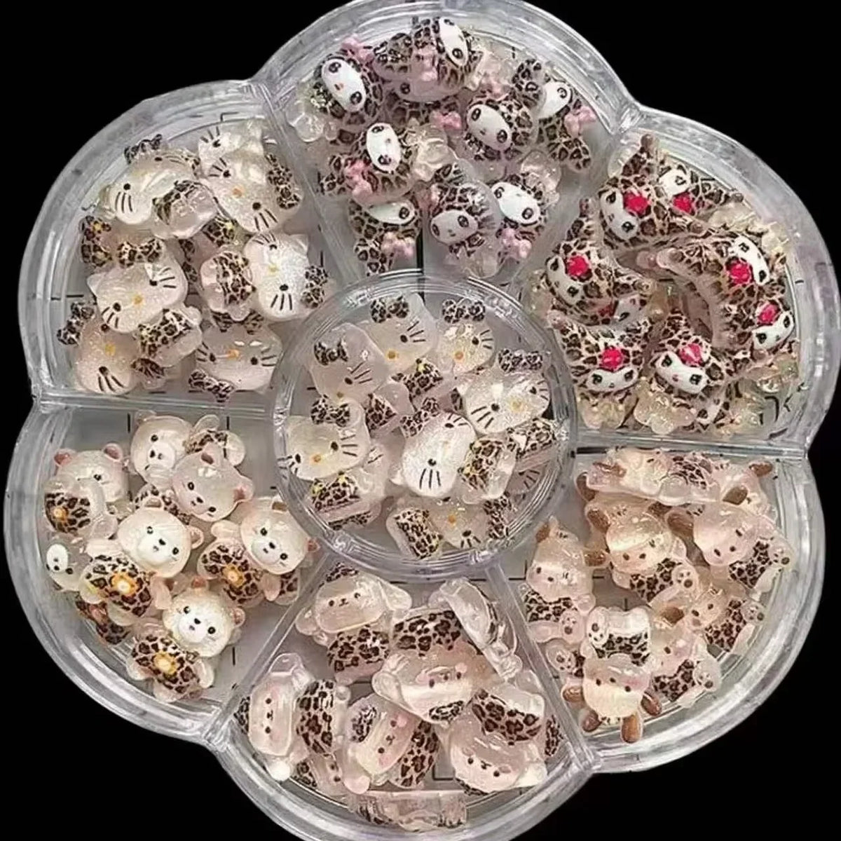 120PCS Box Mixed Hello Kitty 3D Nail Charms Cute Cartoon Resin Ornaments Kawaii DIY Nail Art Manicure Decor Accessories