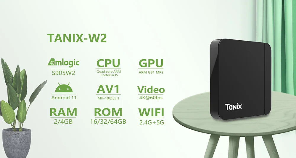 Tanix W2 Smart TV Box Android 11 Amlogic S905W2 4GB 64GB Support AV1 Dual Wifi  Media Player TVBOX Set Top Box 32GB 2GB 16GB