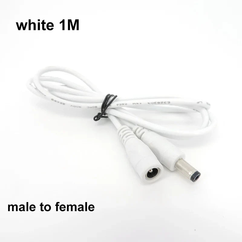 22awg 3A DC Male To male female Power supply Adapter white black cable Plug 5.5x2.1mm Connector wire 12V Extension Cords
