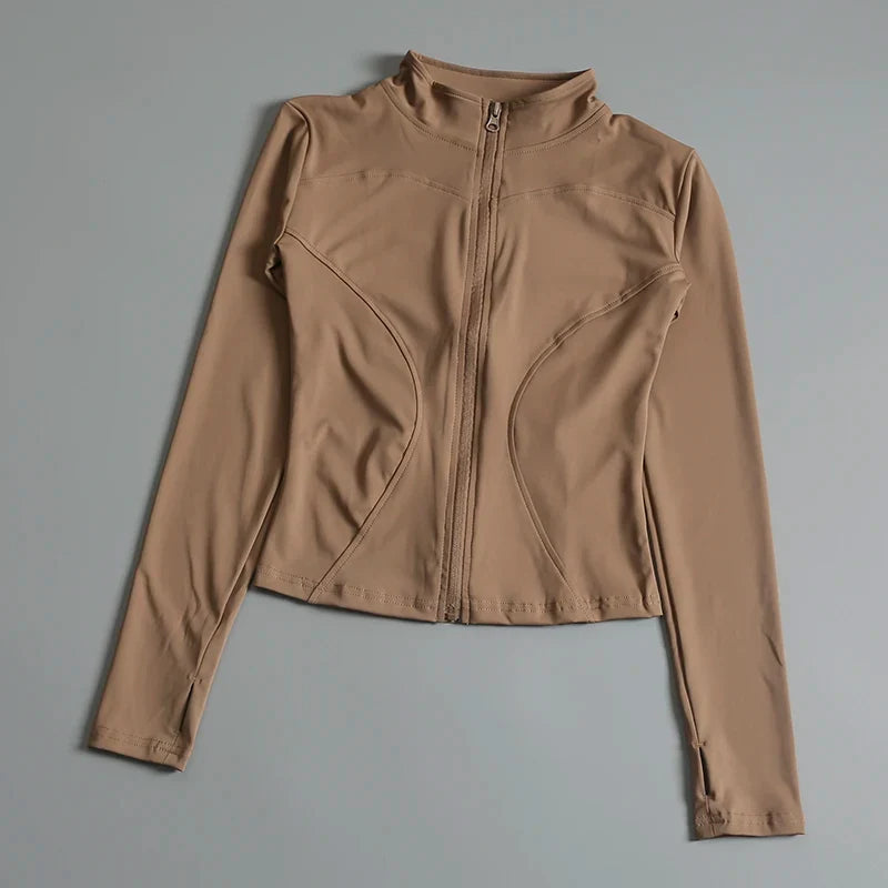 Women Zip Fitness Yoga Shirt Long Sleeve Sports Jacket Gym Top Activewear Running Coats Workout Clothes Woman