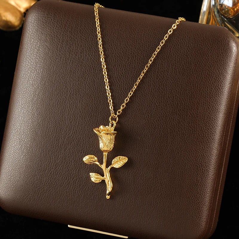 GANEMLY 316l Stainless Steel Luxury Bling Cubic Zirconia Eye Droplets Pendant Necklace Women Chic Romantic Waterproof Jewelry