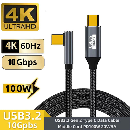 PD100W USB-C to USB-C USB3.2 10Gbps 4K@60Hz Screen Mirroring Cable 5A Type-C Cord For iPhone 17 Pro Max MacBook Pro Samsung