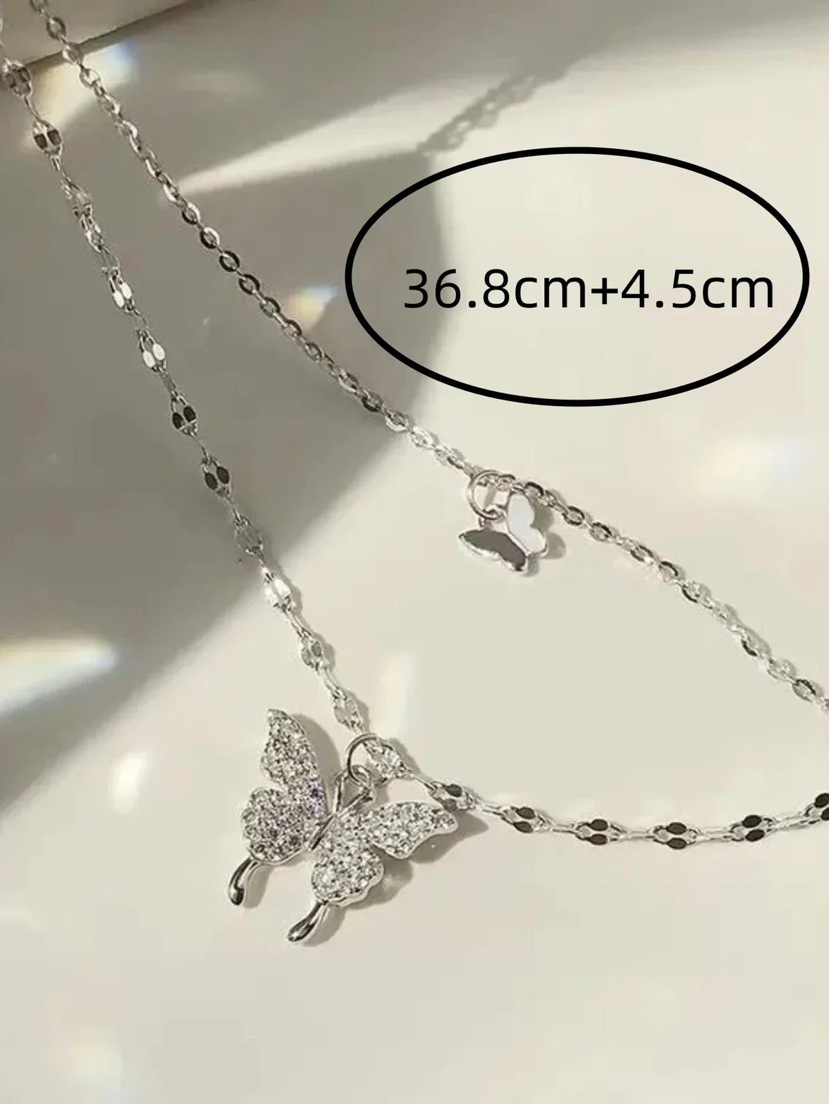 Double Layer Butterfly Necklace for Women, Lats Sparkling Collar Chain, Exquisite Jewelry, Banquet Party, Holiday Gift, 1