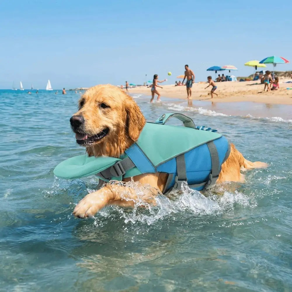 Pet Supplies Reflective Stripes Dog Life Jacket Adjustable Large Buoyancy Safety Vest Breathable Pet Life Vest Water Sports