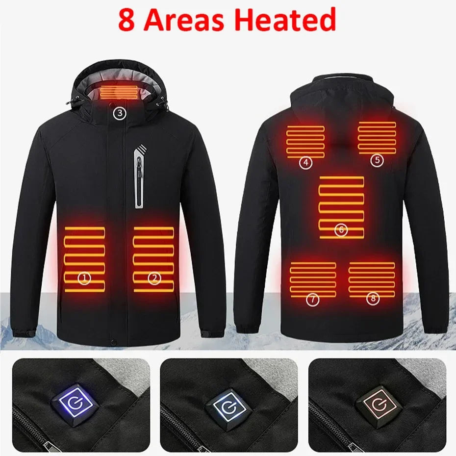 Heating Jackets Men Winter Warm Heated Windbreaker 8 Zones Electric Heated Coat Waterproof Coat Plus Size 5XL Outerwear Male