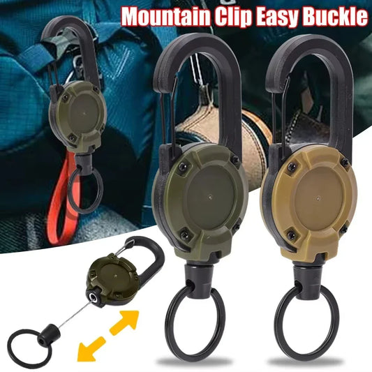 Outdoor Retractable Key Chain Mountaineering Buckle Key Chain Anti-loss Anti-theft High Rebound Easy To Pull