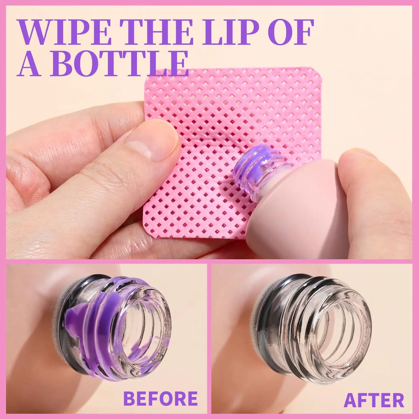 50Pcs Lint Free Nail Wipes Eyelash Extension Glue Wipes Cleaner Cloth Non-Woven Fabric Nail Gel Polish Remover Cotton Pads