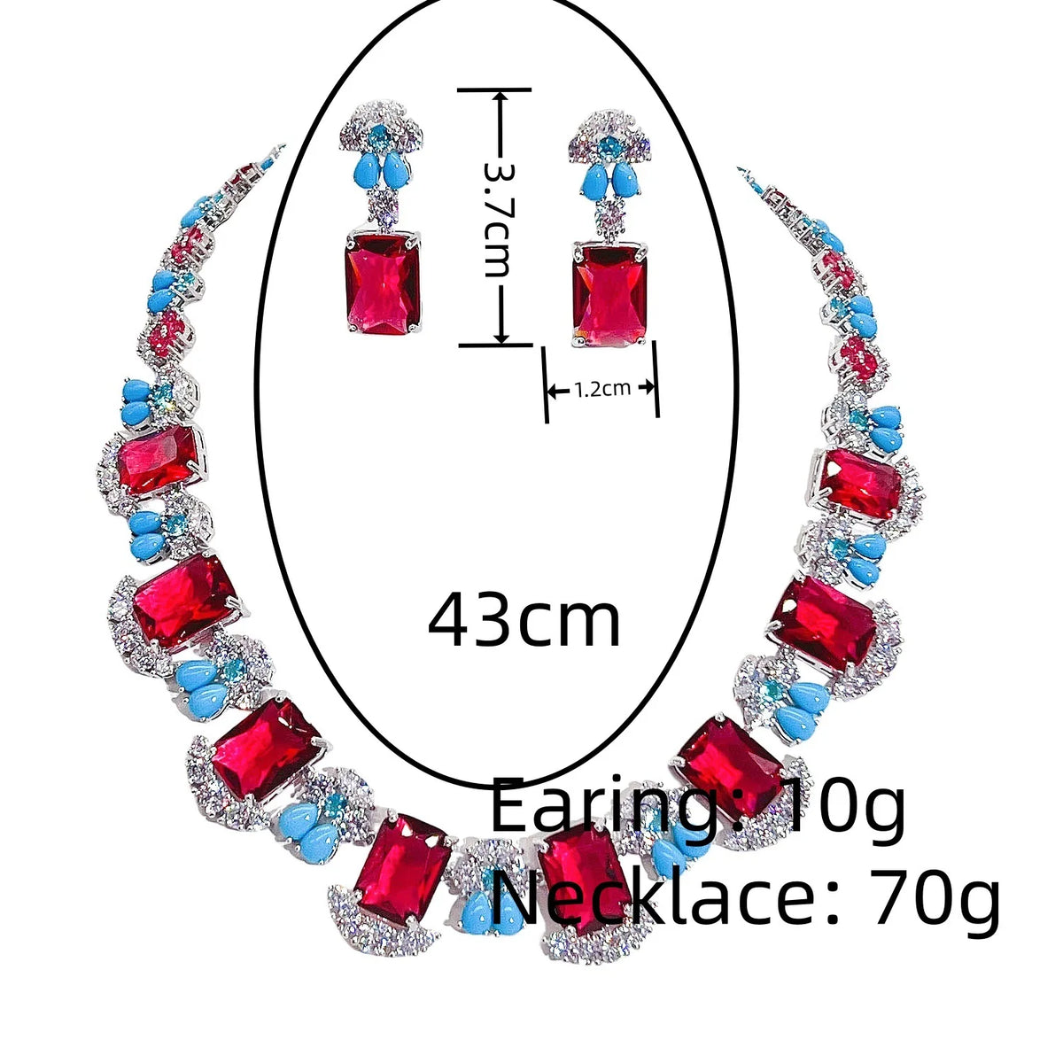 Popular twinkle square sliver color necklace earrings women dress decoration light luxury jewelry wedding Nigerian gift M-902