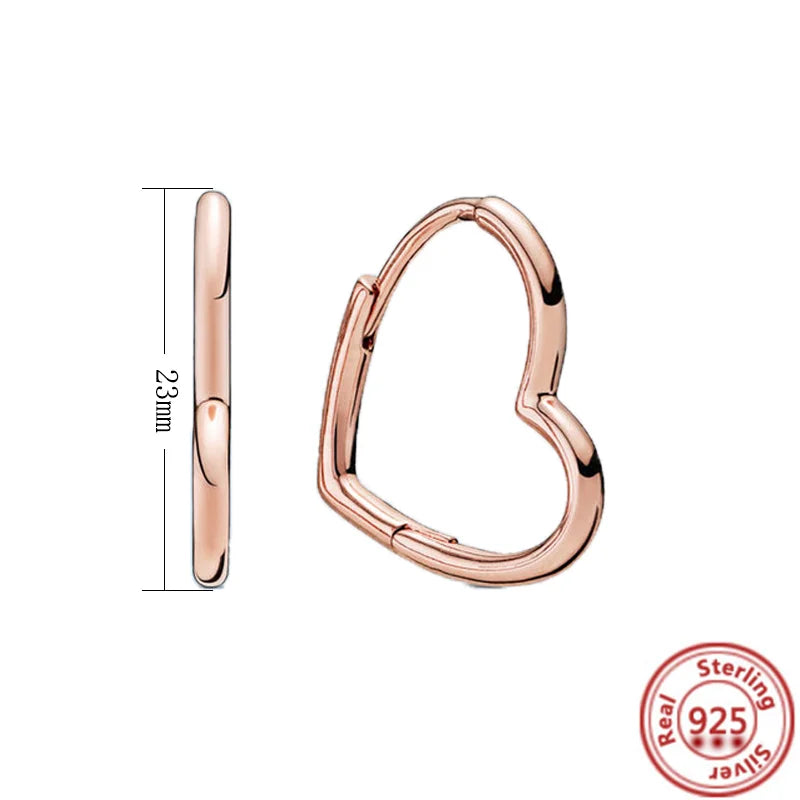 Hot Sale 925 Sterling Silver Heart Earrings Fit Original Charms Hoop Earrings For Women Girls Stud Earring Fine Jewelry Gifts