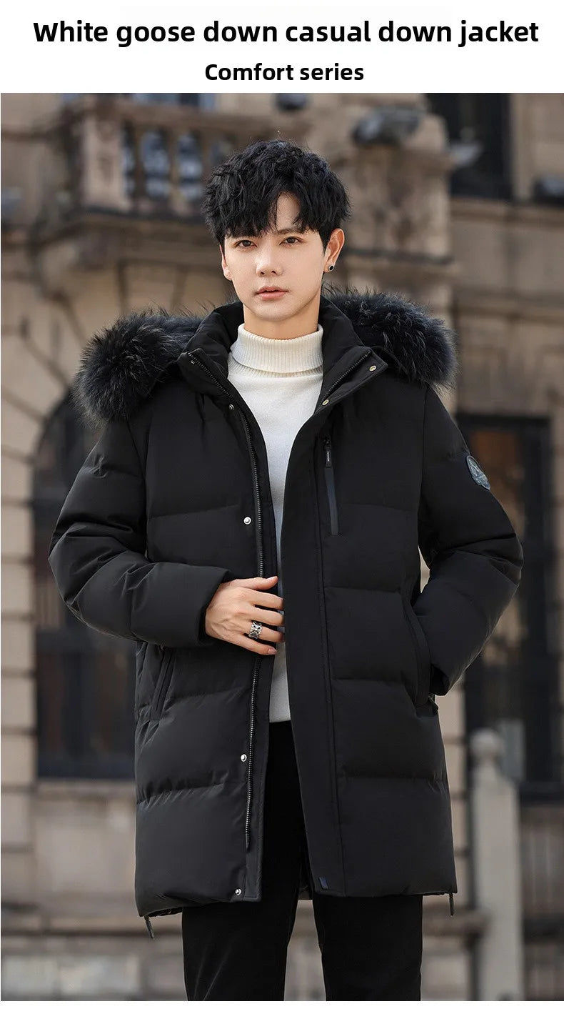 High Brand White Goose Down Jacket Coat Parka Men's Clothing Winter Padded Puffer Jackets Luxury Hooded Padding Outerwear HWY309