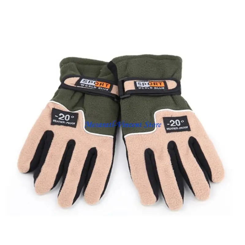 A70F Winter Warm Thermal Motorcycle Gloves Fleece Mittens For Women Men Snow Sports Hiking Back Windproof Lightweight