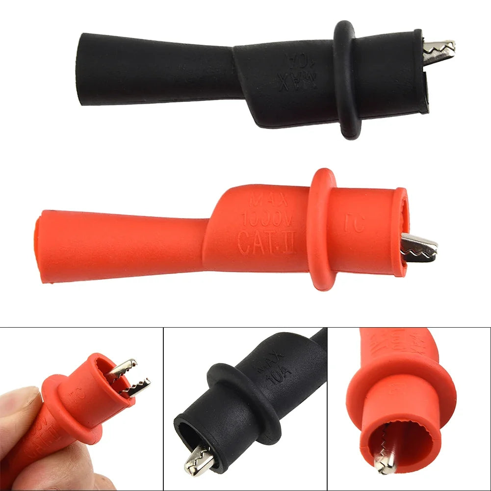 2pcs Red+Black Wire Tips Test Clip Clamp For Multi-Meter Tester AC DC 10A 1000V Multimeter Tool Accessories